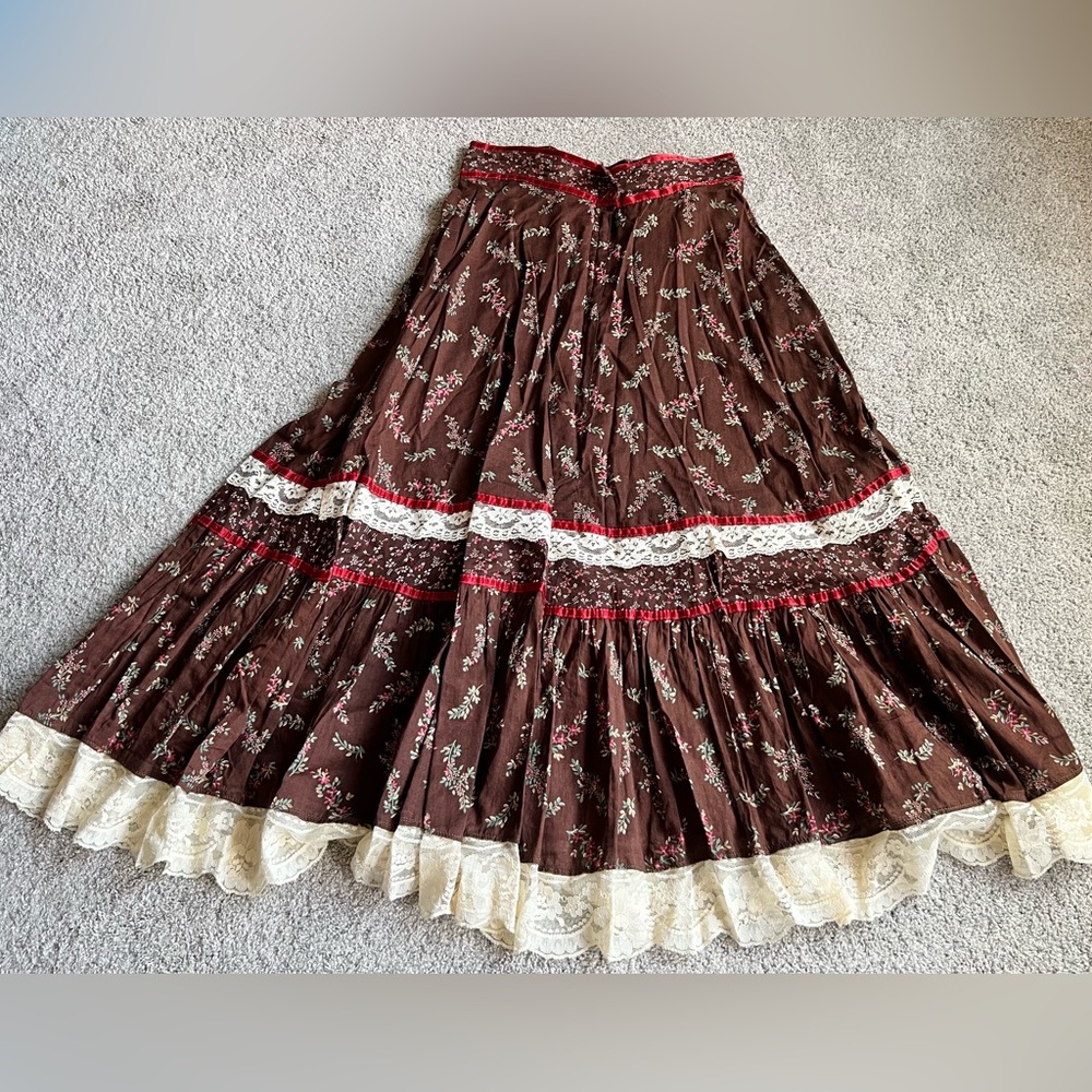 Vintage Gunne Sax Size 9 Floral Calico Prairie Set Blouse Skirt Cottagecore 70’s - Picture 8 of 11